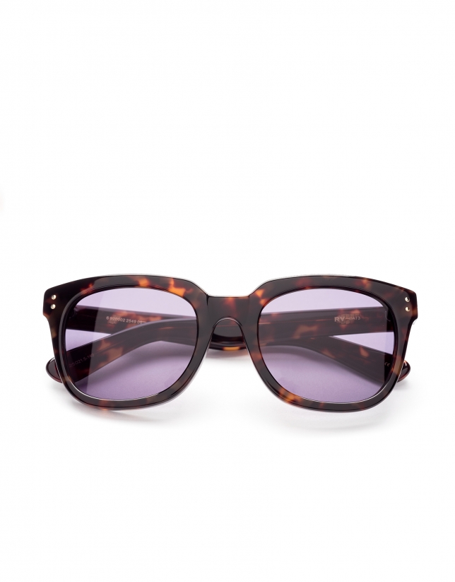 Brown tortoise square plastic sunglasses