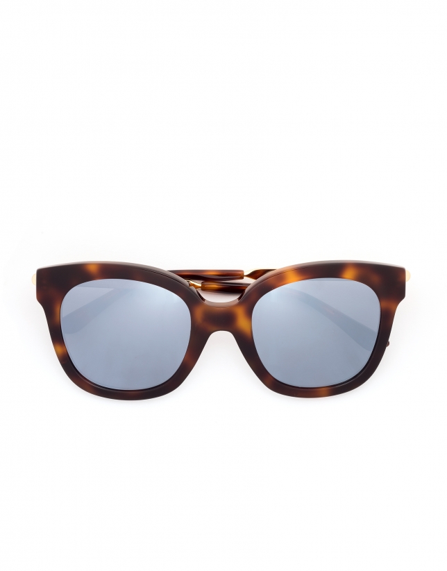 Brown tortoise plastic and metal frame sunglasses