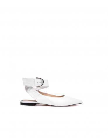 White patent leather backless ballerinas Madame
