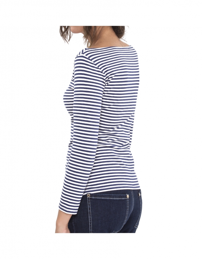 Blue striped top with logo