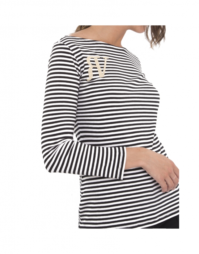 Black striped top with logo