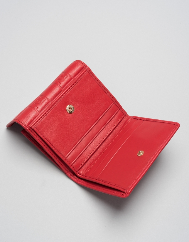 Small red tattoo leather billfold