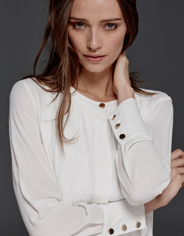 Ivory blouse with tucks