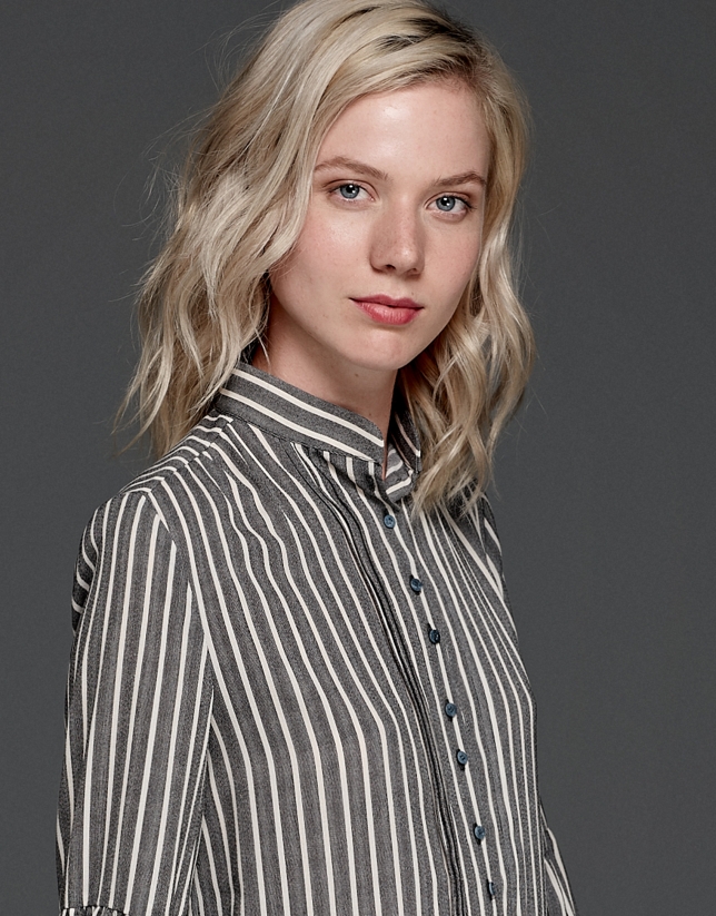 Gray striped painter's blouse 