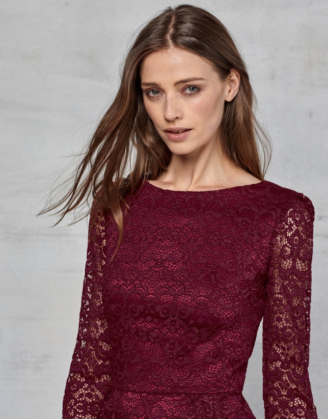 Maroon lace party dress