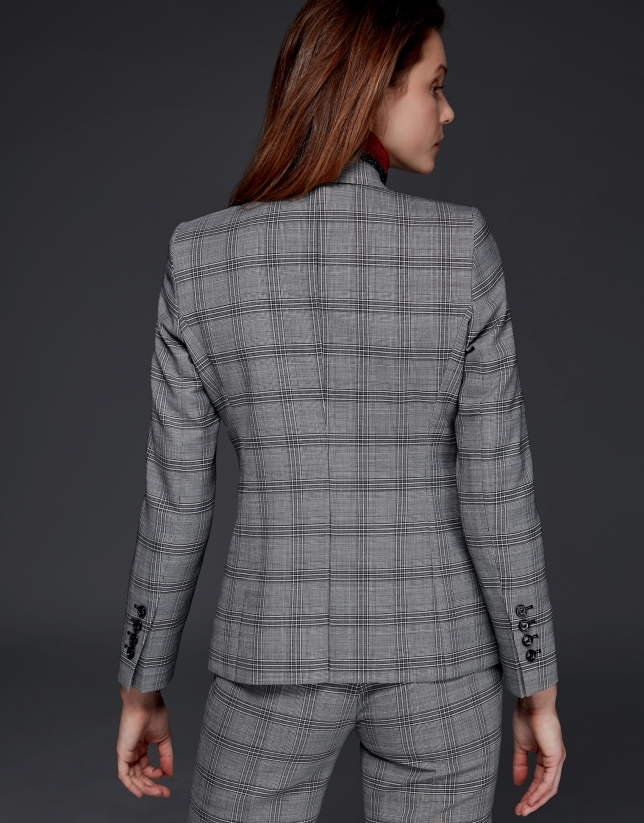 Plaid double-breasted jacket