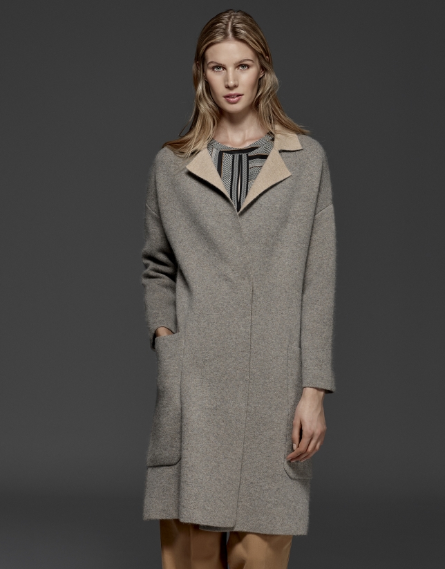 Gray, double-faced long coat