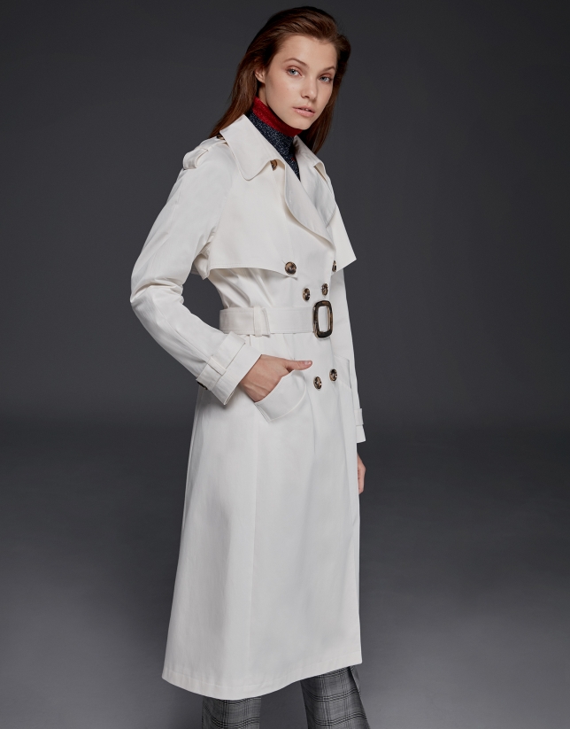Long white raincoat