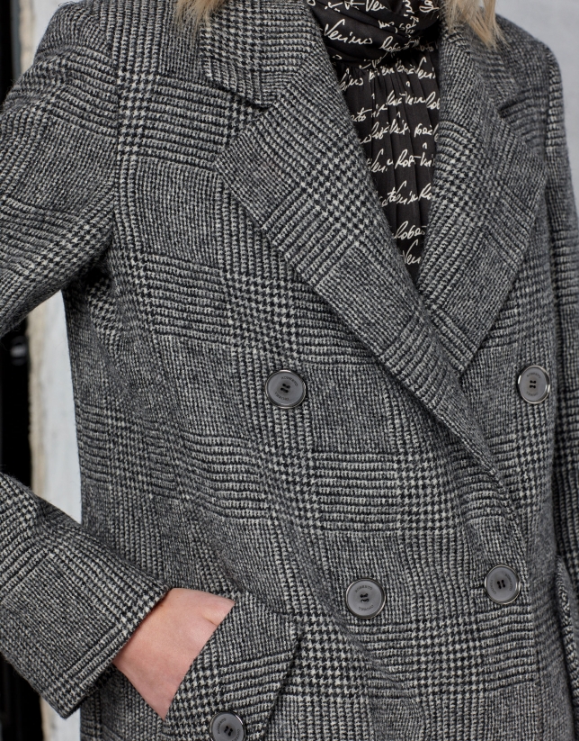 Long gray glen plaid coat