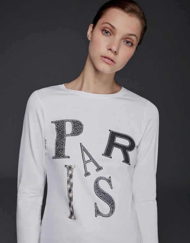 Paris print long-sleeved top