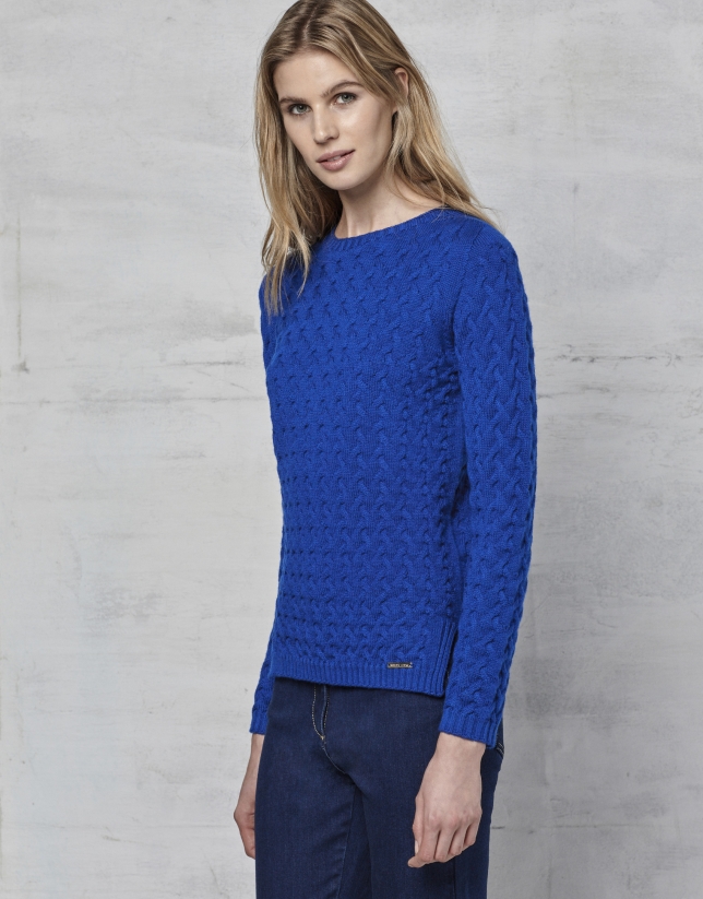 Jersey lana merino estructura azul zafiro