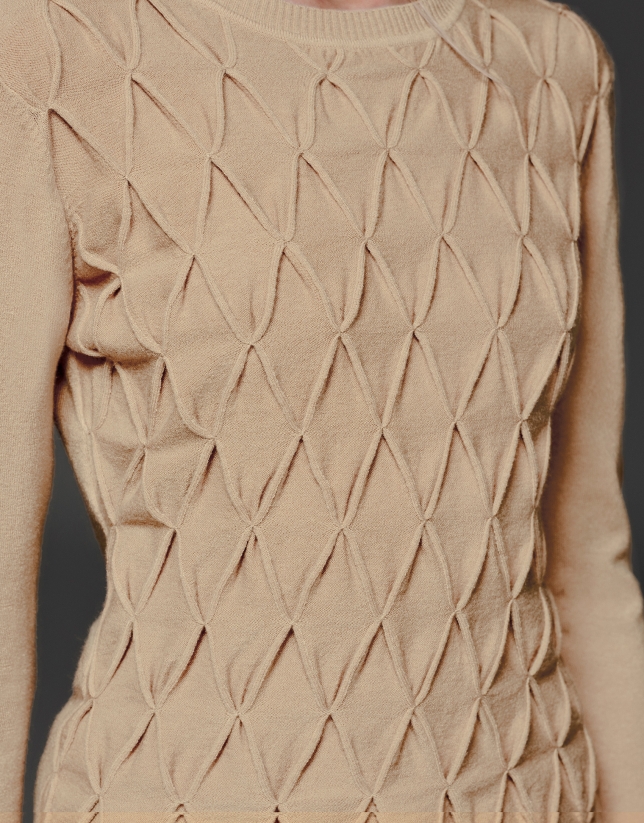 Ivory diamond print knit sweater