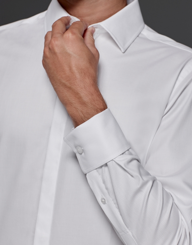 horario enviar Actriz Camisa vestir con gemelo estructura blanca | Roberto Verino
