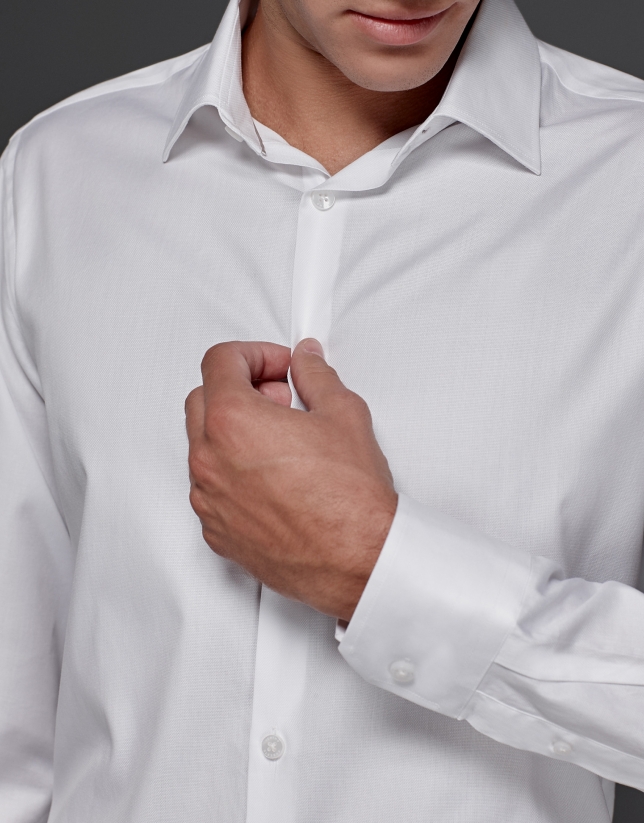 Camisa de vestir microestructura blanca