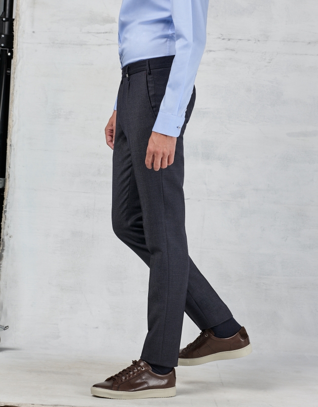 Navy blue dress pants with darting