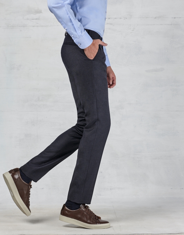 Navy blue dress pants with darting