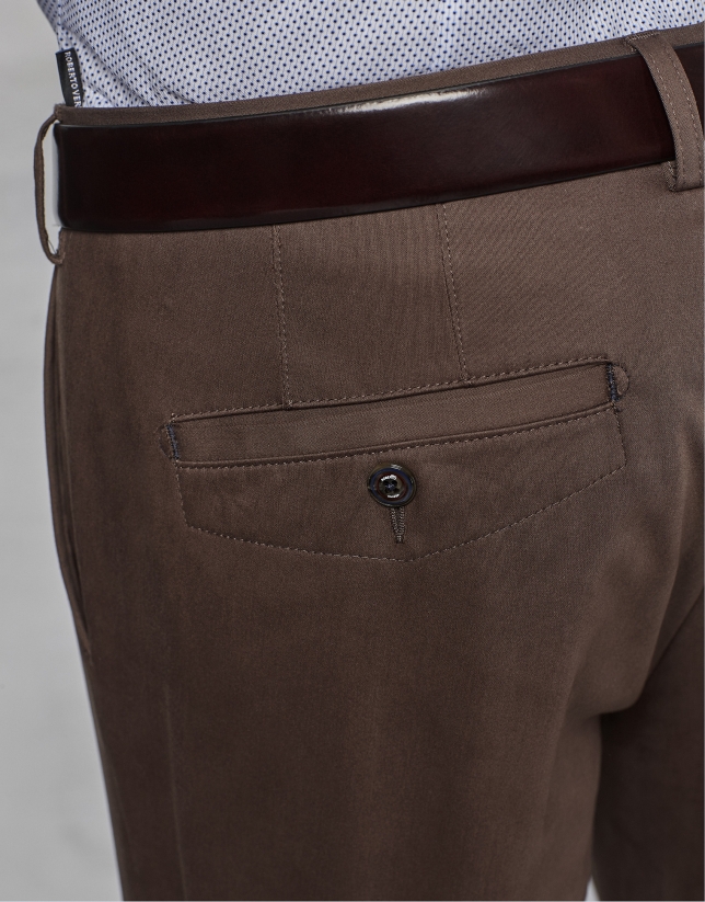Brown cotton chinos