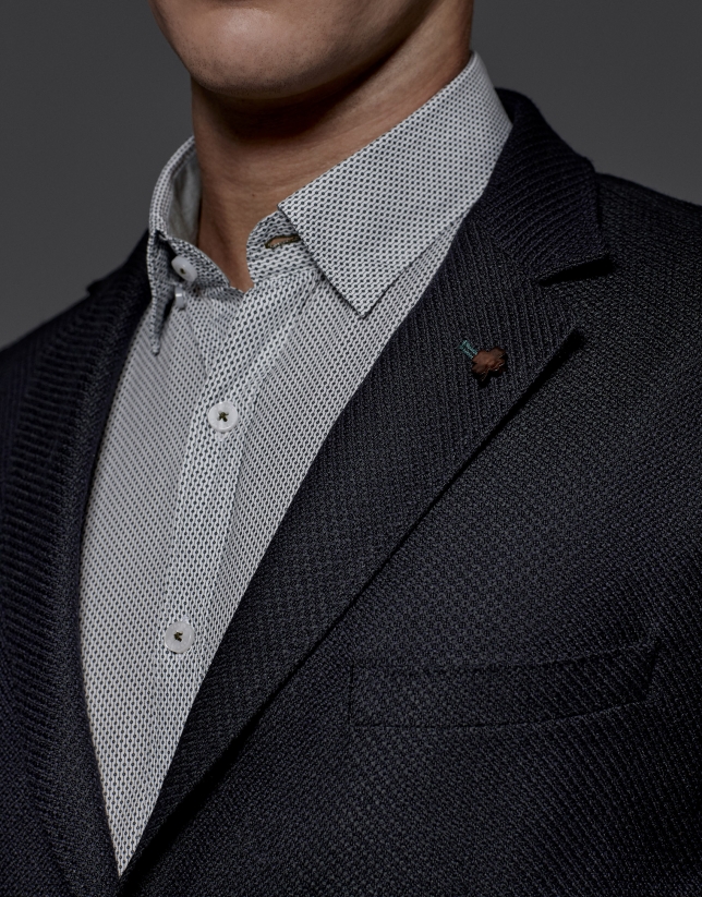 Navy blue / green sports jacket with patch pockets