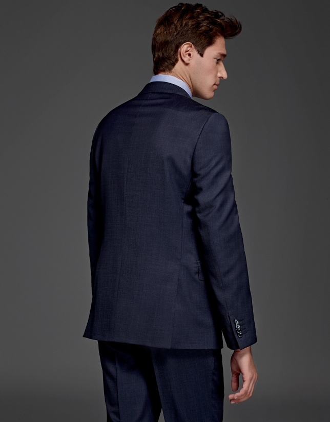 Blue plain slim fit suit