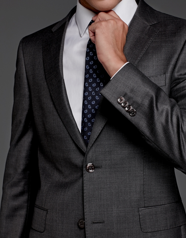 Grey wool slim fit suit