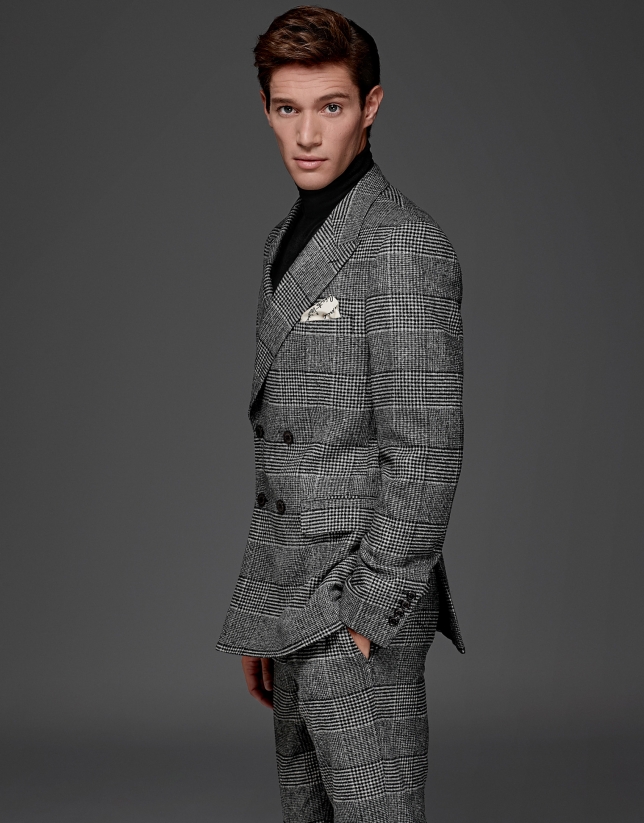 Gray glen plaid double-breasted suit