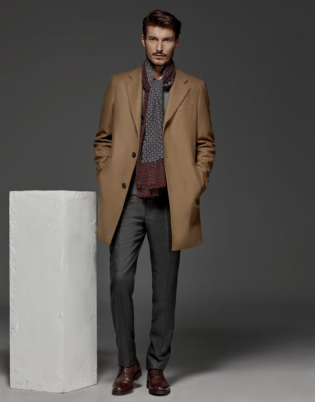 Camel cashmere and wool classic coat