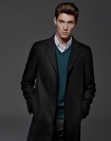 Black cashmere and wool classic coat