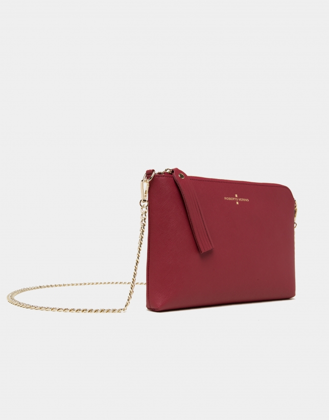 Red Saffiano leather Lisa Clutch 