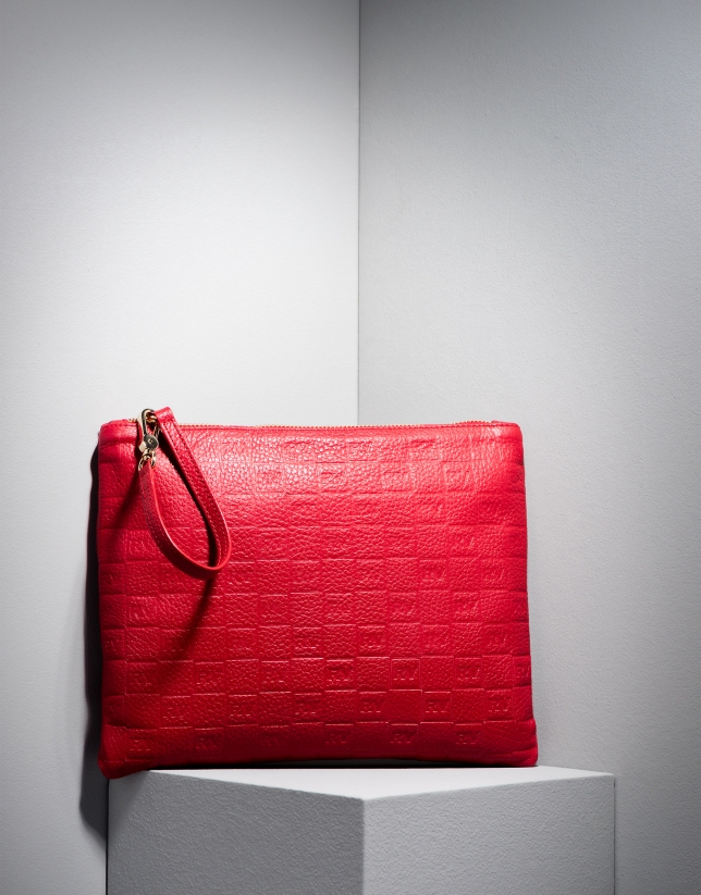Red RV embossed leather bag 