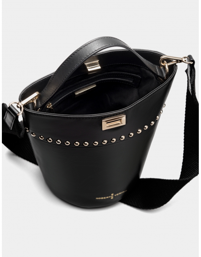 Small black leather Candle shoulder bag