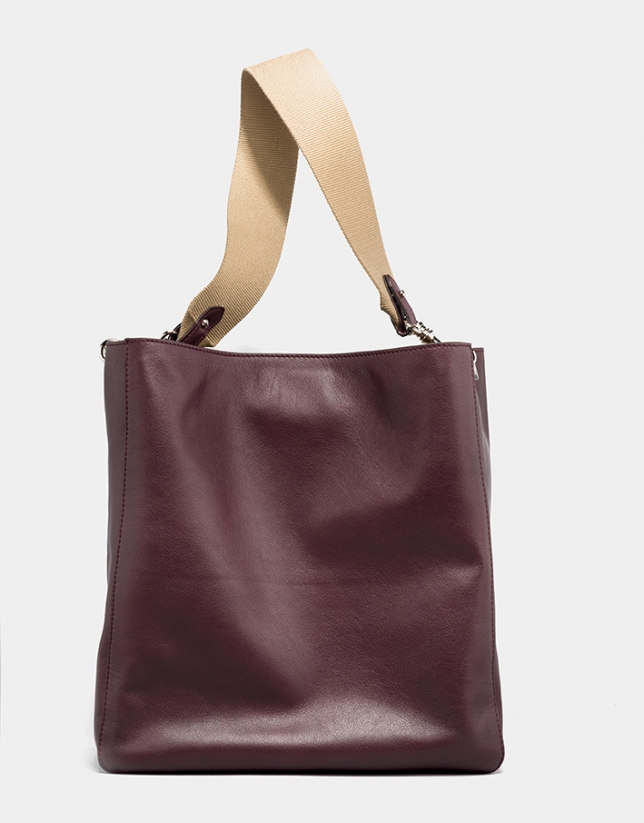 Burgundy leather Montparnasse shopping bag