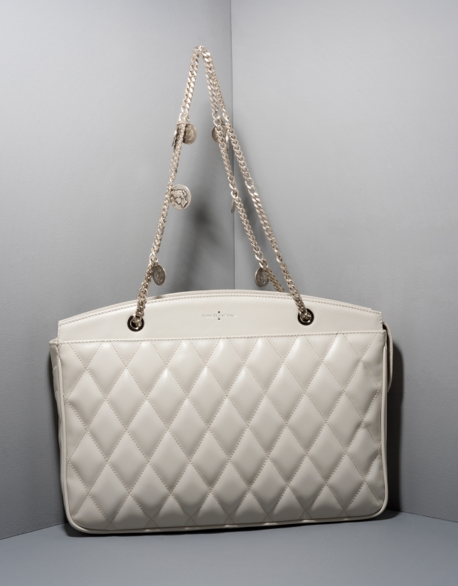 Ice colored quilted leather Monnaie shoulder bag