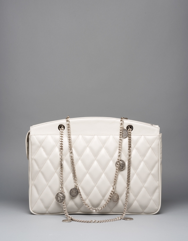 Ice colored quilted leather Monnaie shoulder bag