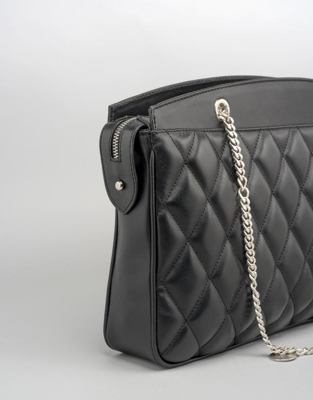 Black quilted leather Monnaie shoulder bag