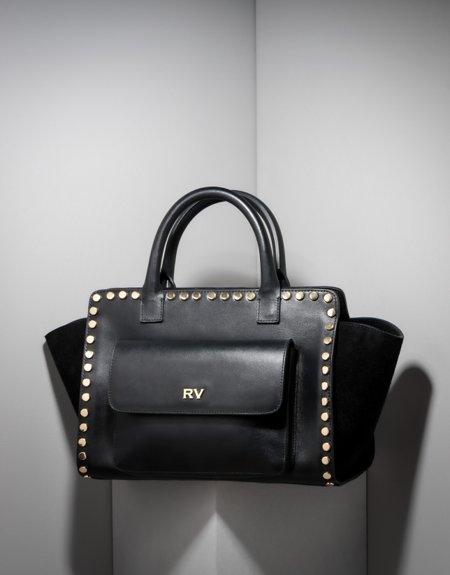 Black leather Pompidou tote bag