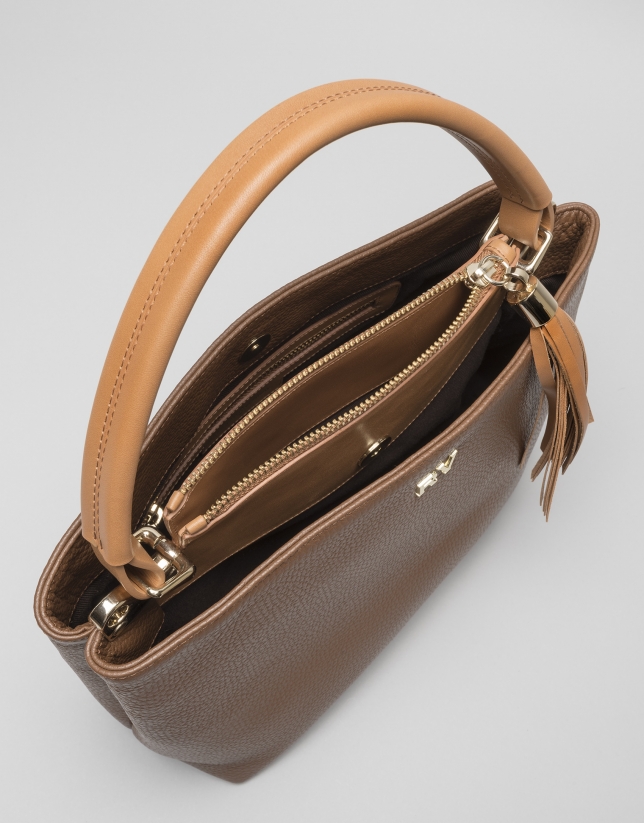 Brown Keops mini leather tote bag