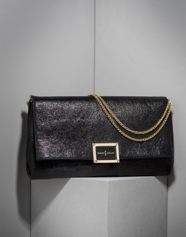 Black leather Tiffany clutch