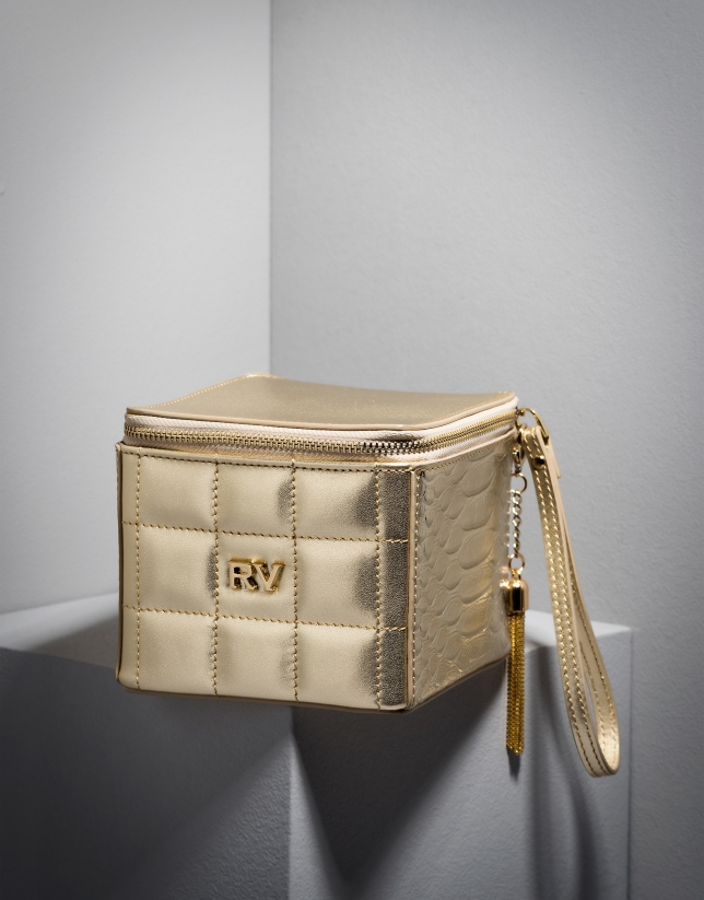 Chiaro Gold leather Kursaal cube bag