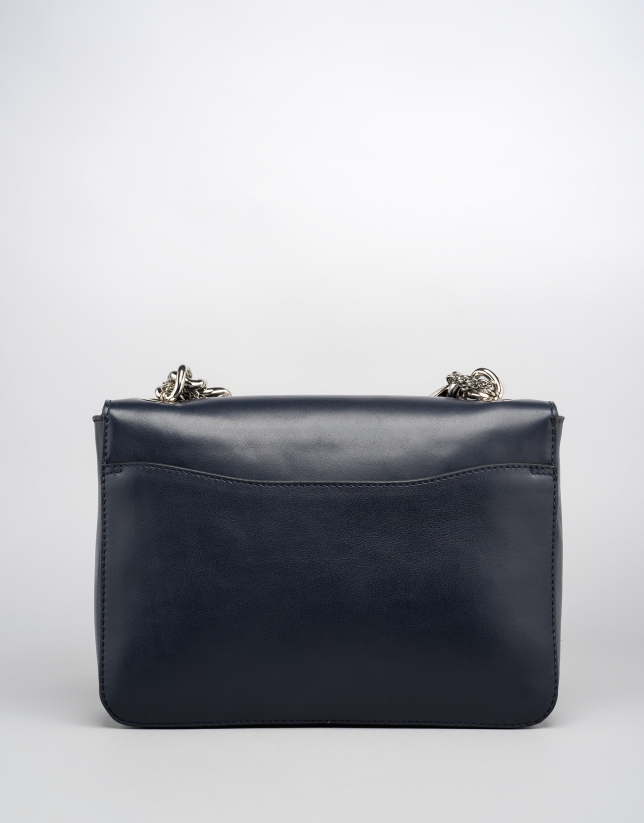 Blue leather Joyce billfold with chain