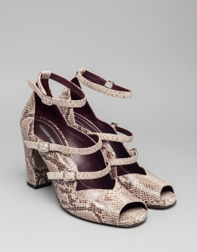 Snakeskin print leather Monet sandals
