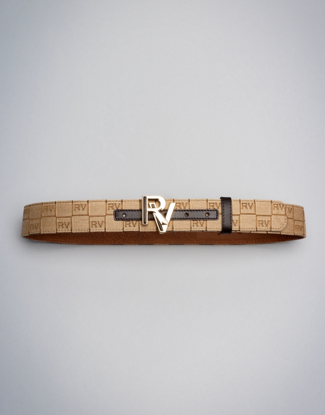 Brown RV logo canvas belt