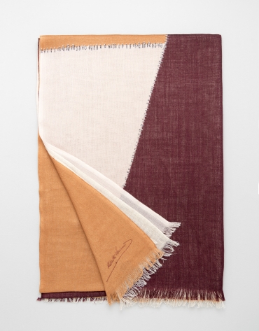 Orange geometric print wool scarf