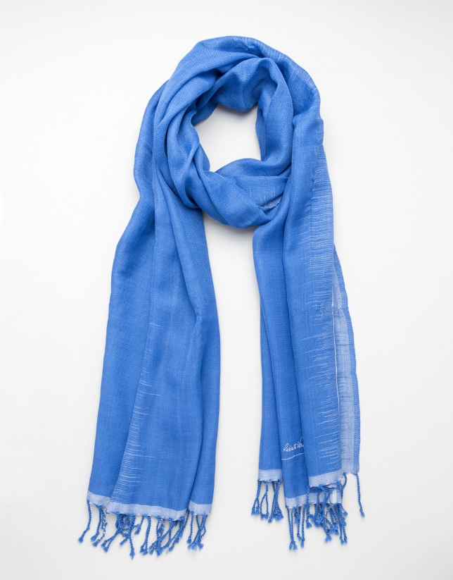 Foulard lana bicolor azul/gris