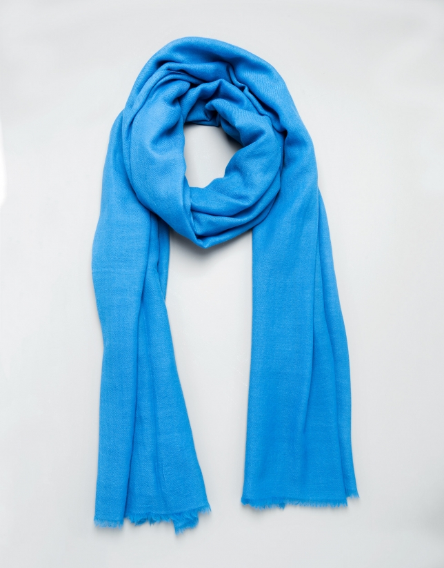 Plain blue wool scarf