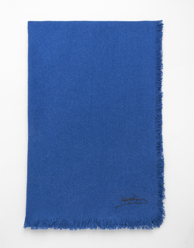 Foulard cashmere, seda y lana azul