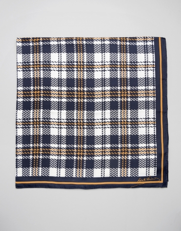 Brown checked silk scarf
