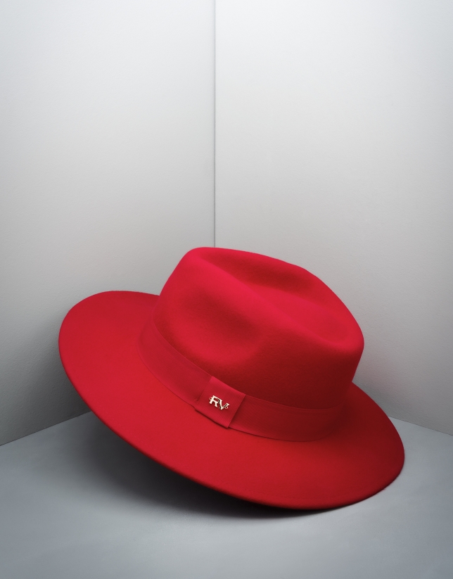 Sombrero fedora lana rojo