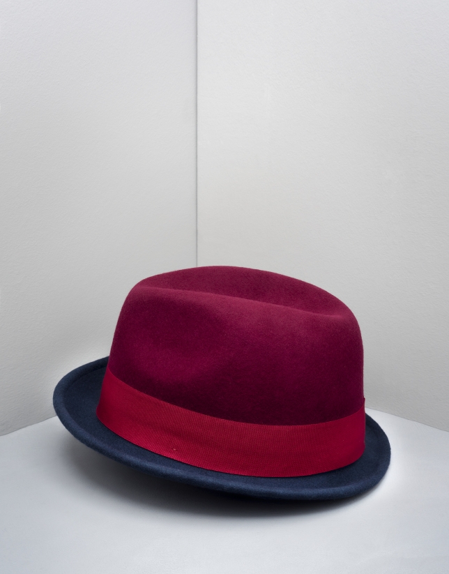 Sombrero bicolor granate/azul - Mujer | Roberto Verino