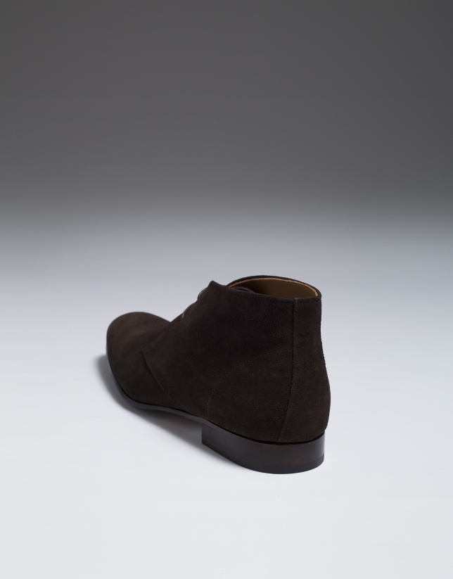 Brown split leather ankle boots