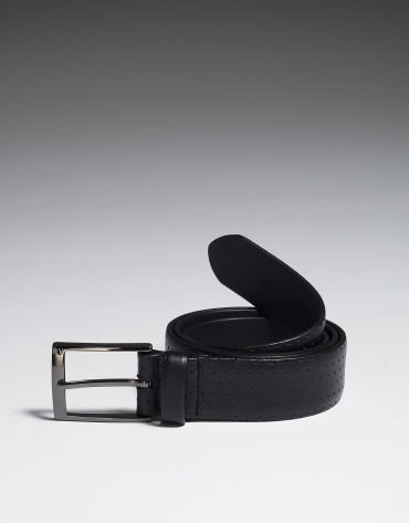 Black perforated leather belt